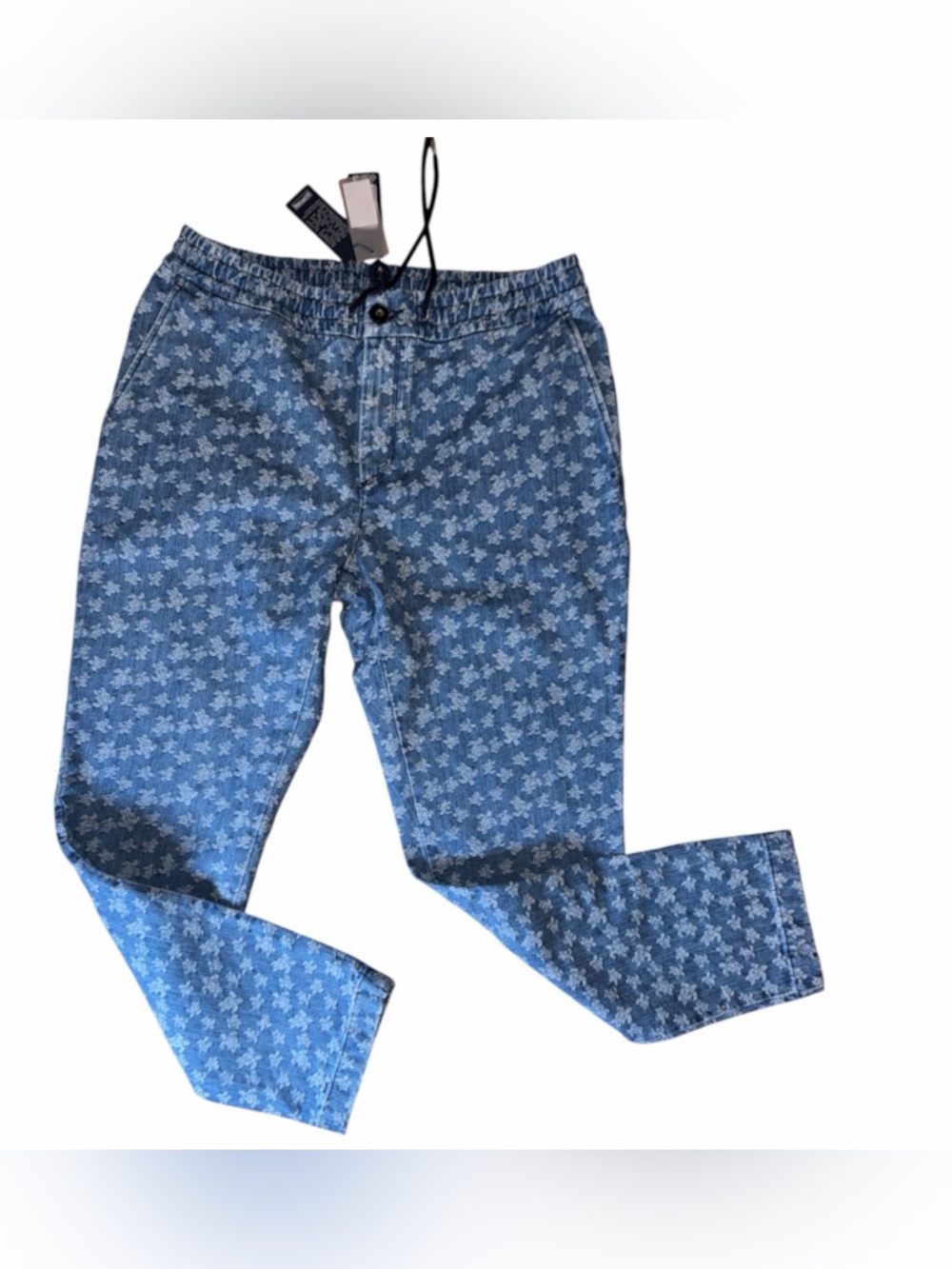 🔥 Vilebrequin Men's Limited Edition Micro Turtle Jacquard Denim Joggers Sz 38